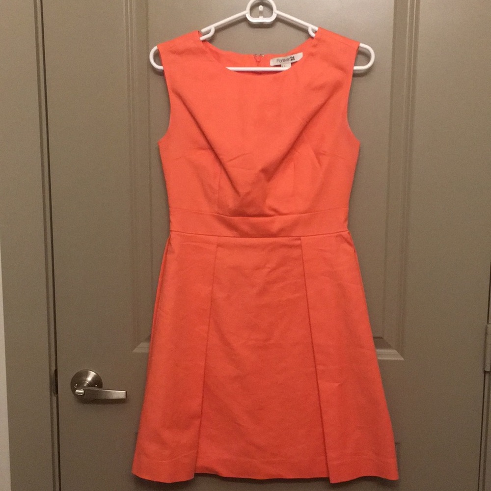 Coral color a-line dress